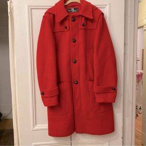 Classic wool red duffle style coat